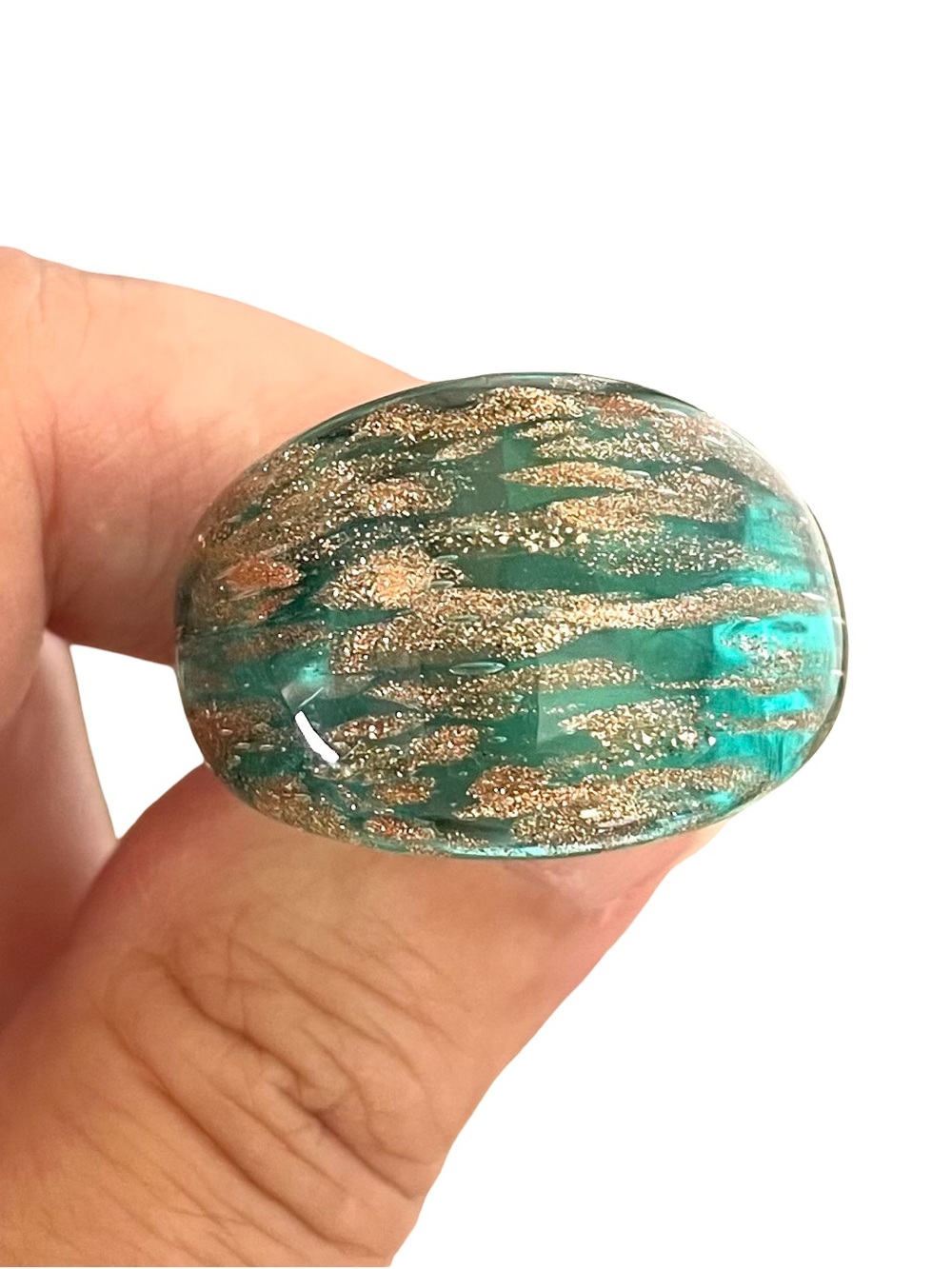 Vintage Hand-Blown Murano Glass Dome Ring